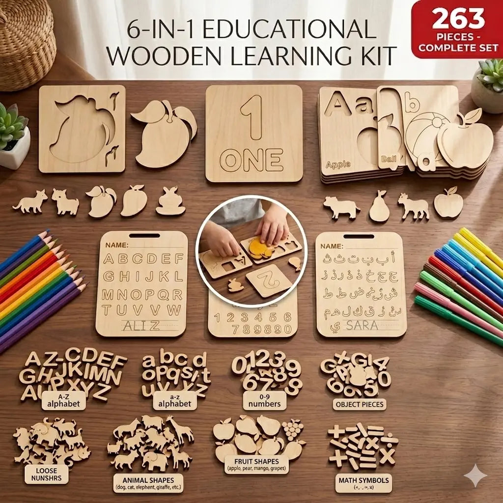 263 Pcs Wooden Educational Learning Set for Kids